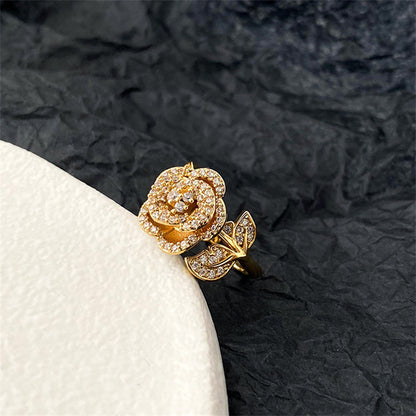 Floral Gold Plated Stud Earrings for Women - Light Luxury Flower Design Everyday Jewelry