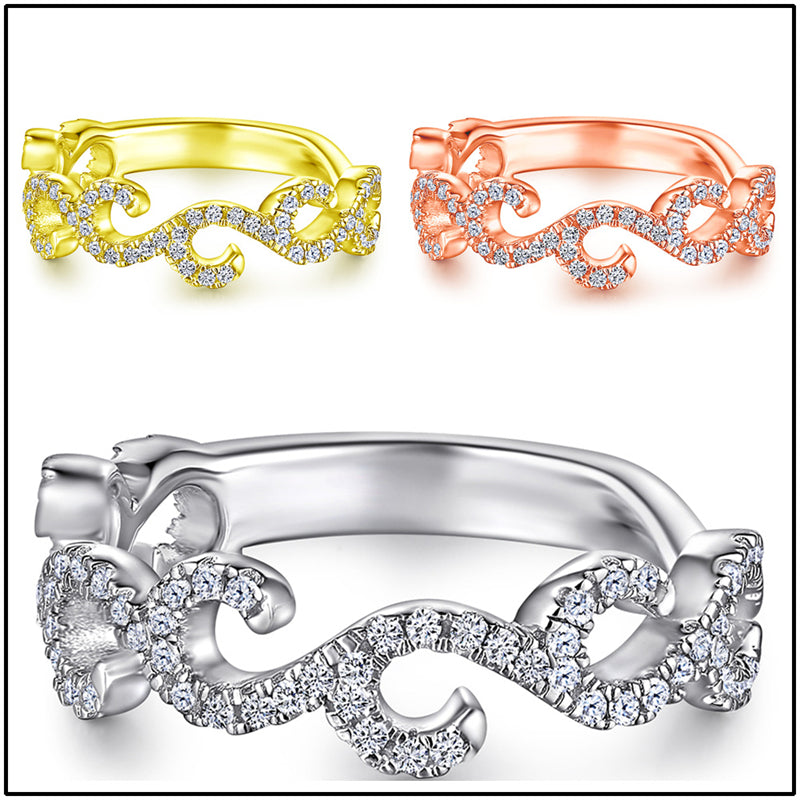 Floral Openwork 925 Silver Ring - Delicate Nature-Inspired Band with Zirconia