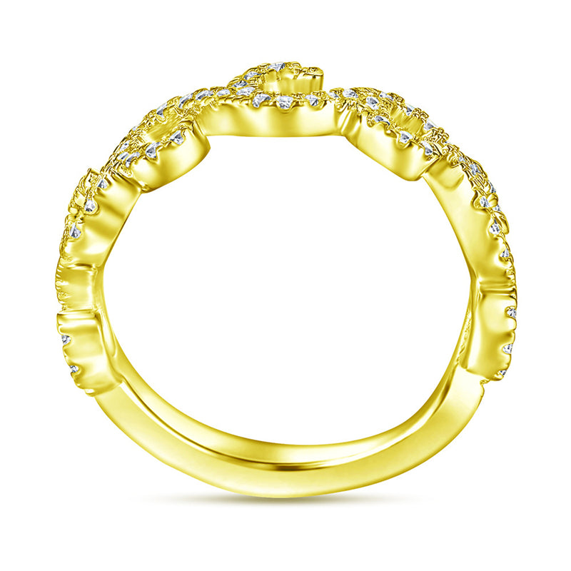 Floral Openwork 925 Silver Ring - Delicate Nature-Inspired Band with Zirconia