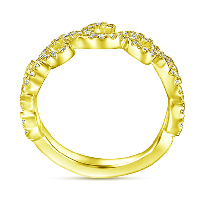 Floral Openwork 925 Silver Ring - Delicate Nature-Inspired Band with Zirconia