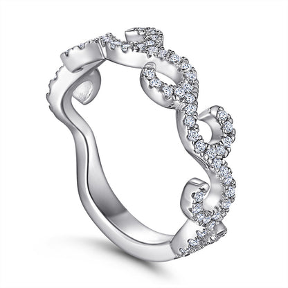 Floral Openwork 925 Silver Ring - Delicate Nature-Inspired Band with Zirconia