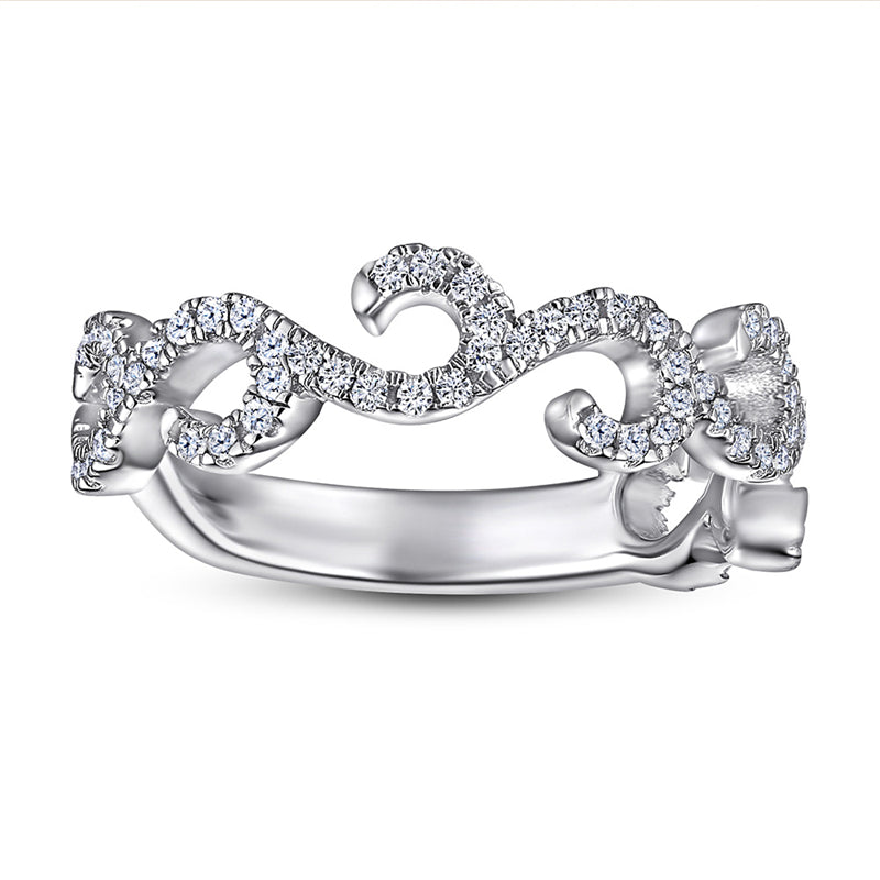 Floral Openwork 925 Silver Ring - Delicate Nature-Inspired Band with Zirconia