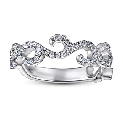 Floral Openwork 925 Silver Ring - Delicate Nature-Inspired Band with Zirconia