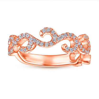 Floral Openwork 925 Silver Ring - Delicate Nature-Inspired Band with Zirconia