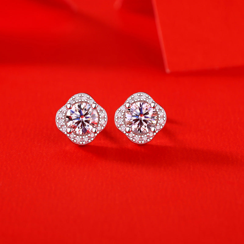 Flower Shape Diamond Earrings for Women