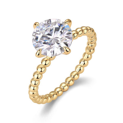 Four-Prong Geometric Diamond Ring for Women