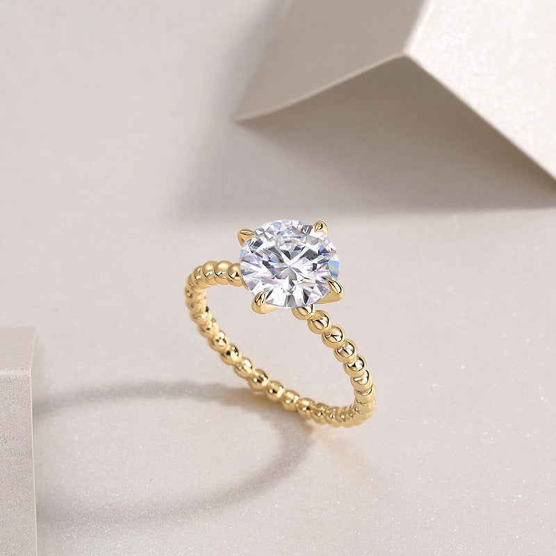 Four-Prong Geometric Diamond Ring for Women