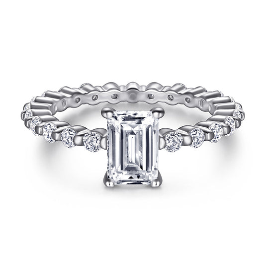 Full Eternity Square Zircon Ring - 925 Sterling Silver Statement Index Finger Jewelry