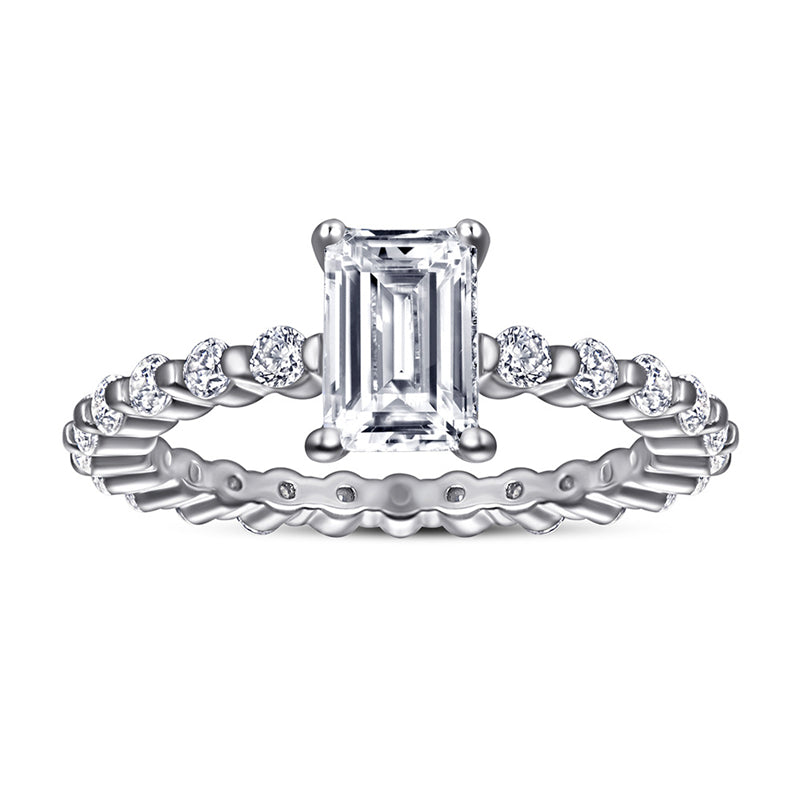 Full Eternity Square Zircon Ring - 925 Sterling Silver Statement Index Finger Jewelry