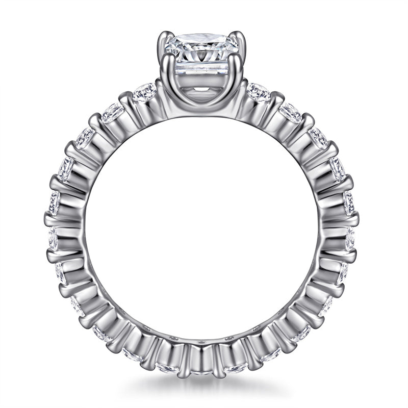 Full Eternity Square Zircon Ring - 925 Sterling Silver Statement Index Finger Jewelry