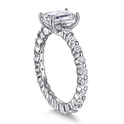Full Eternity Square Zircon Ring - 925 Sterling Silver Statement Index Finger Jewelry