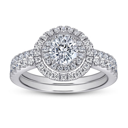 Full Pavé 925 Silver Ring Set - Luxurious Stackable Bridal Jewelry