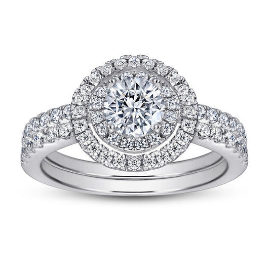 Full Pavé 925 Silver Ring Set - Luxurious Stackable Bridal Jewelry