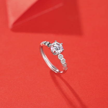 Futuristic Six-Prong Ring with Moissanite