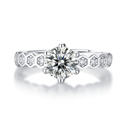 Futuristic Six-Prong Ring with Moissanite