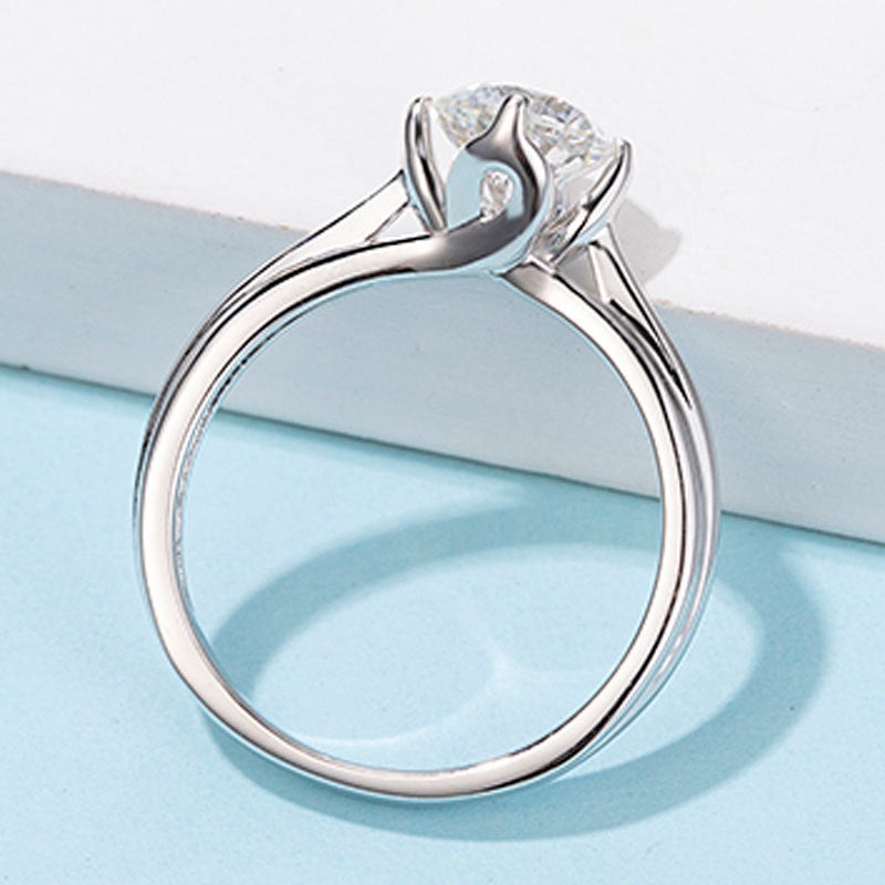 GRA Certified D Color Moissanite Ring - 925 Sterling Silver Minimalist Solitaire Jewelry