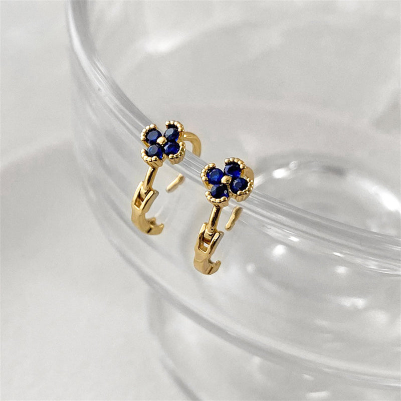 Gemstone Color Quadrilateral Stud Earrings with Diamond Accents - Natural Style Ear Jewelry for Women