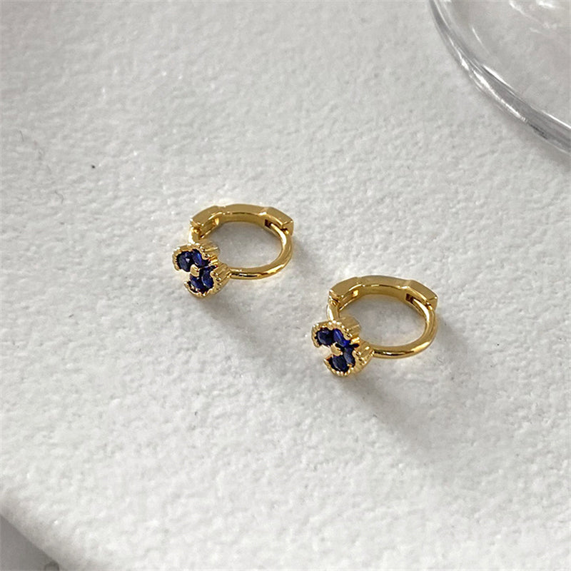 Gemstone Color Quadrilateral Stud Earrings with Diamond Accents - Natural Style Ear Jewelry for Women