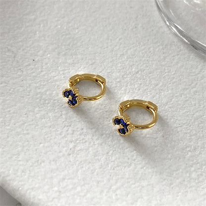 Gemstone Color Quadrilateral Stud Earrings with Diamond Accents - Natural Style Ear Jewelry for Women