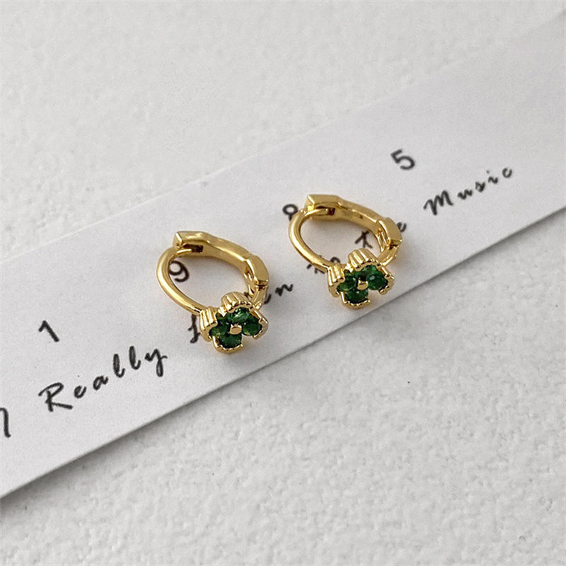 Gemstone Color Quadrilateral Stud Earrings with Diamond Accents - Natural Style Ear Jewelry for Women