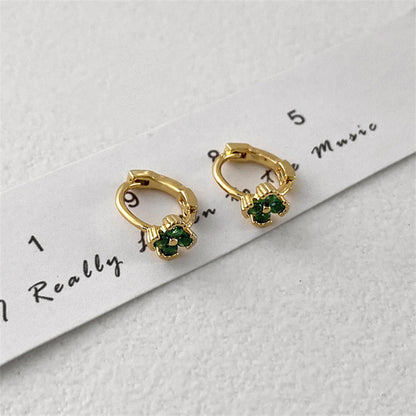 Gemstone Color Quadrilateral Stud Earrings with Diamond Accents - Natural Style Ear Jewelry for Women