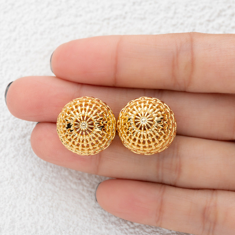 Geometric 18K Gold Plated Stud Earrings - Sweet & Edgy Style for Women