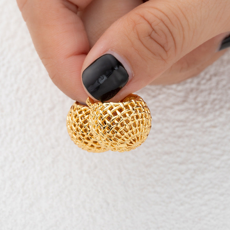 Geometric 18K Gold Plated Stud Earrings - Sweet & Edgy Style for Women