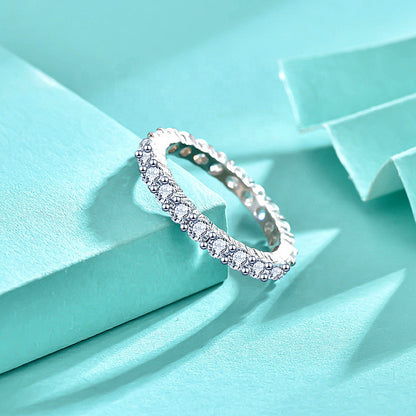Geometric 925 Silver Zircon Ring Rhodium Plated Women's Minimalist Jewelry US Size 5-10