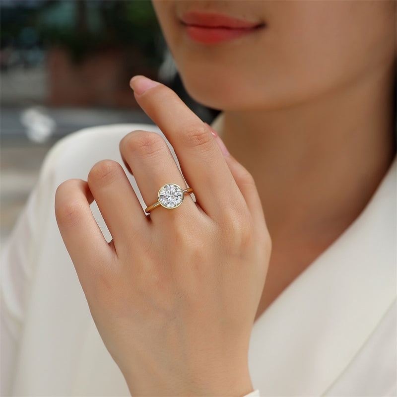 Geometric Circle Diamond Ring for Women