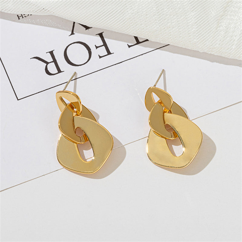 Geometric Circle Earrings - Thick White K Gold/Genuine Gold/White Gold Plated Copper in Multiple Sizes