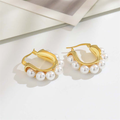 Geometric Circle Gold Plated Hoop Earrings - Light Luxury Everyday Jewelry for Women
