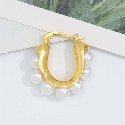 Geometric Circle Gold Plated Hoop Earrings - Light Luxury Everyday Jewelry for Women