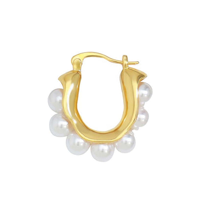 Geometric Circle Gold Plated Hoop Earrings - Light Luxury Everyday Jewelry for Women