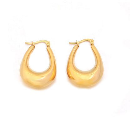Geometric Circle Stainless Steel Earrings - Gold Plated Minimalist Jewelry for Women