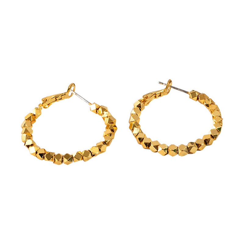 Geometric Circle Stud Earrings in Gold & White Gold - 30mm Fashion Statement Jewelry for Women