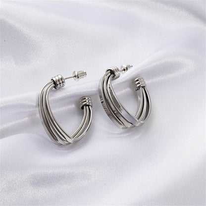 Geometric Circle Stud Earrings in Gold & White Gold - 32.9mm Statement Jewelry with 925 Silver Posts