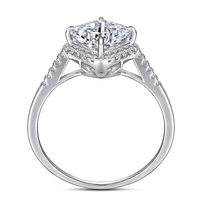 Geometric Diamond-Cut Zircon Ring - 925 Sterling Silver Fashion Statement Jewelry