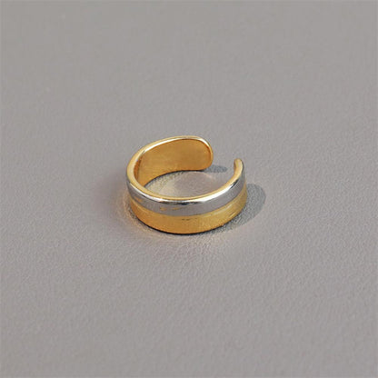 Geometric Ear Cuff Clip in White K-Gold & Yellow Gold Plated Finish