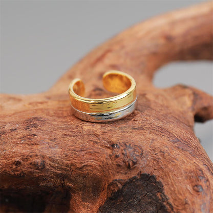 Geometric Ear Cuff Clip in White K-Gold & Yellow Gold Plated Finish