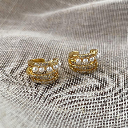 Geometric Gold Plated Ear Cuff & Cartilage Clips -  Circle Design Ear Climbers for Women