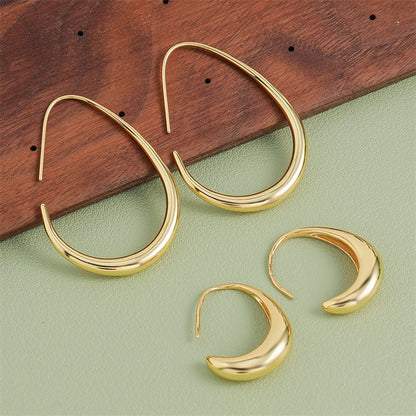 Geometric Gold Plated Hoop Earrings for Women - Large & Small Size Light Luxury Circle Design