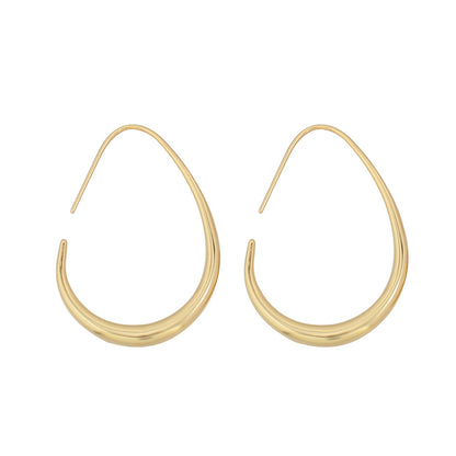Geometric Gold Plated Hoop Earrings for Women - Large & Small Size Light Luxury Circle Design
