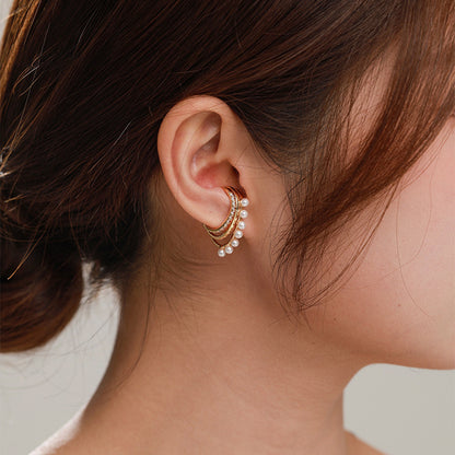 Geometric Gold Plated Hoop Earrings for Women - Light Luxury Circle Design Everyday Jewelry