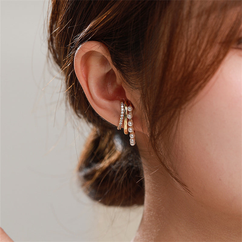Geometric Gold Plated Hoop Earrings for Women - Light Luxury Circle Design Everyday Jewelry