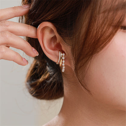 Geometric Gold Plated Hoop Earrings for Women - Light Luxury Circle Design Everyday Jewelry