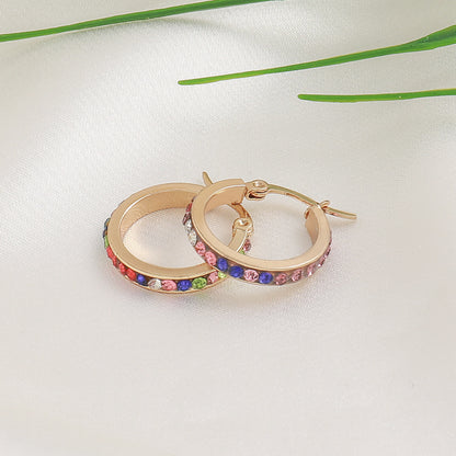 Geometric Gold Plated Stainless Steel Stud Earrings - Light Luxury Circle Design for Women