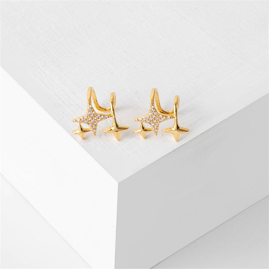 Geometric Gold Plated Tragus Clip Earrings - Sweet & Edgy No-Piercing Ear Cuffs for Women