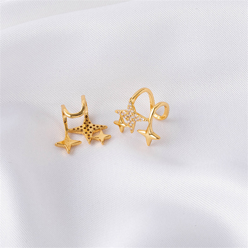 Geometric Gold Plated Tragus Clip Earrings - Sweet & Edgy No-Piercing Ear Cuffs for Women