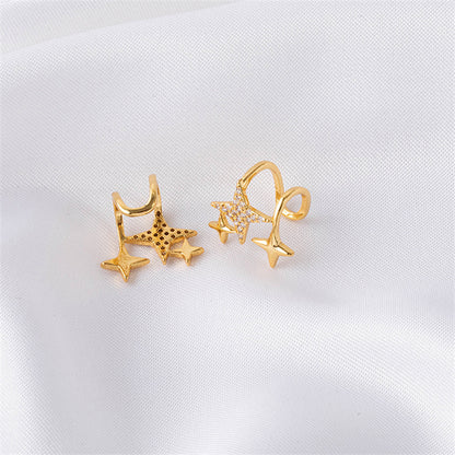 Geometric Gold Plated Tragus Clip Earrings - Sweet & Edgy No-Piercing Ear Cuffs for Women