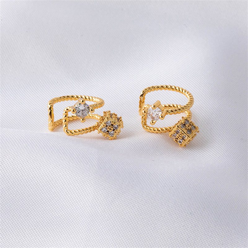Geometric Gold Plated Tragus Clip Earrings - Sweet & Edgy No-Piercing Ear Cuffs for Women
